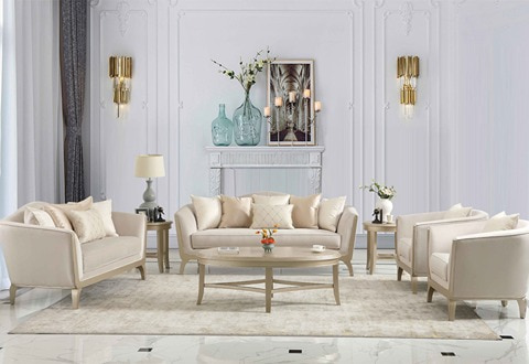 مبل کلاسیک  چوبی با ترکیب رنگ های آرام